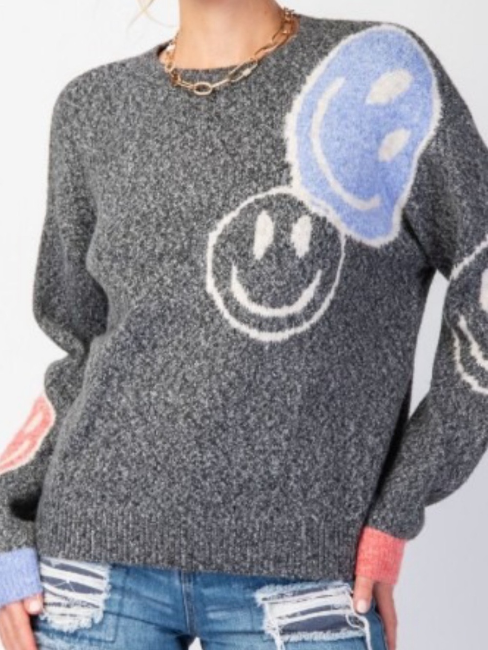 easel EUC  Smiley Balloon  Crewneck Sweater